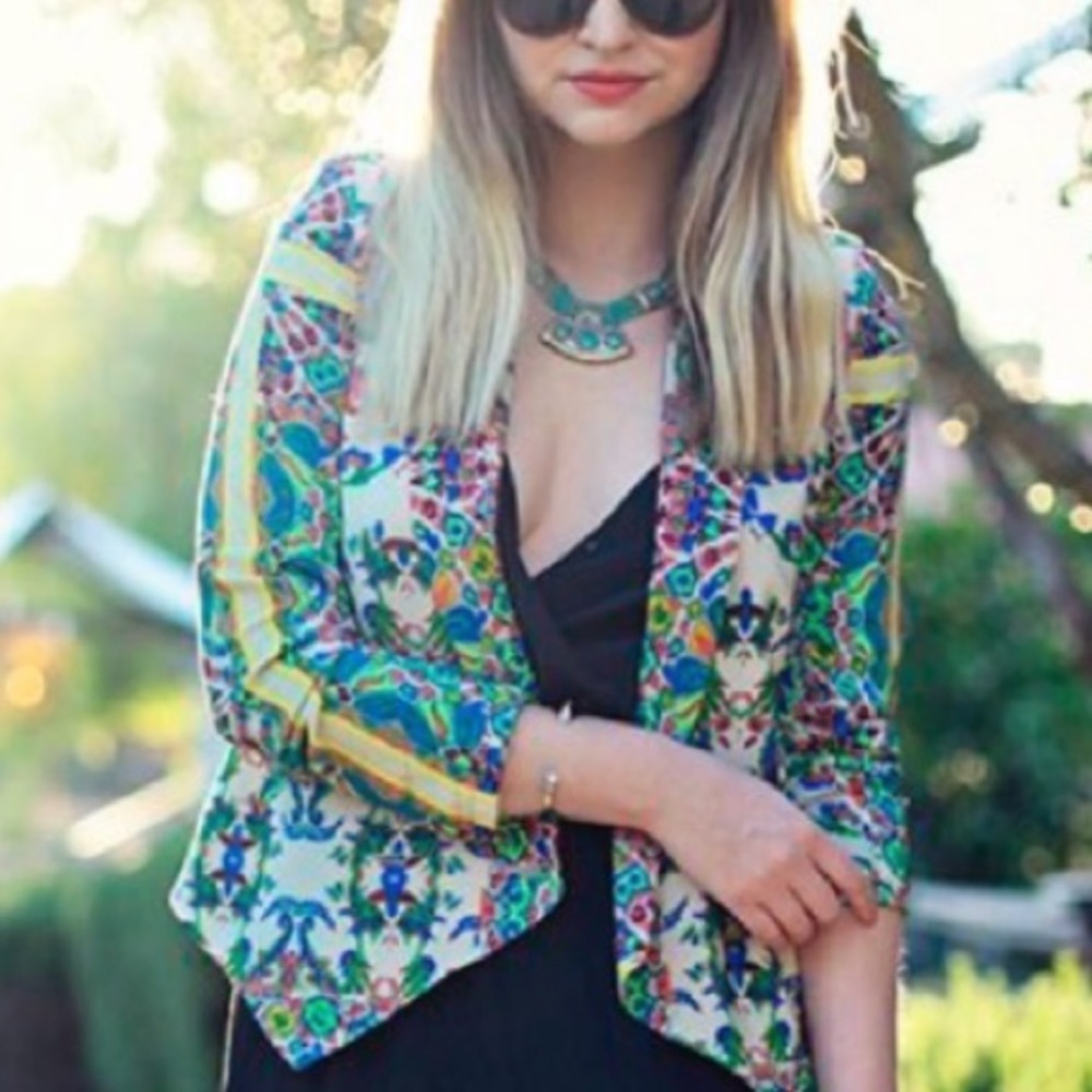 Twelfth Street by Cynthia Vincent>Silk Vintge Open Jacket Shoulder Pads GUC